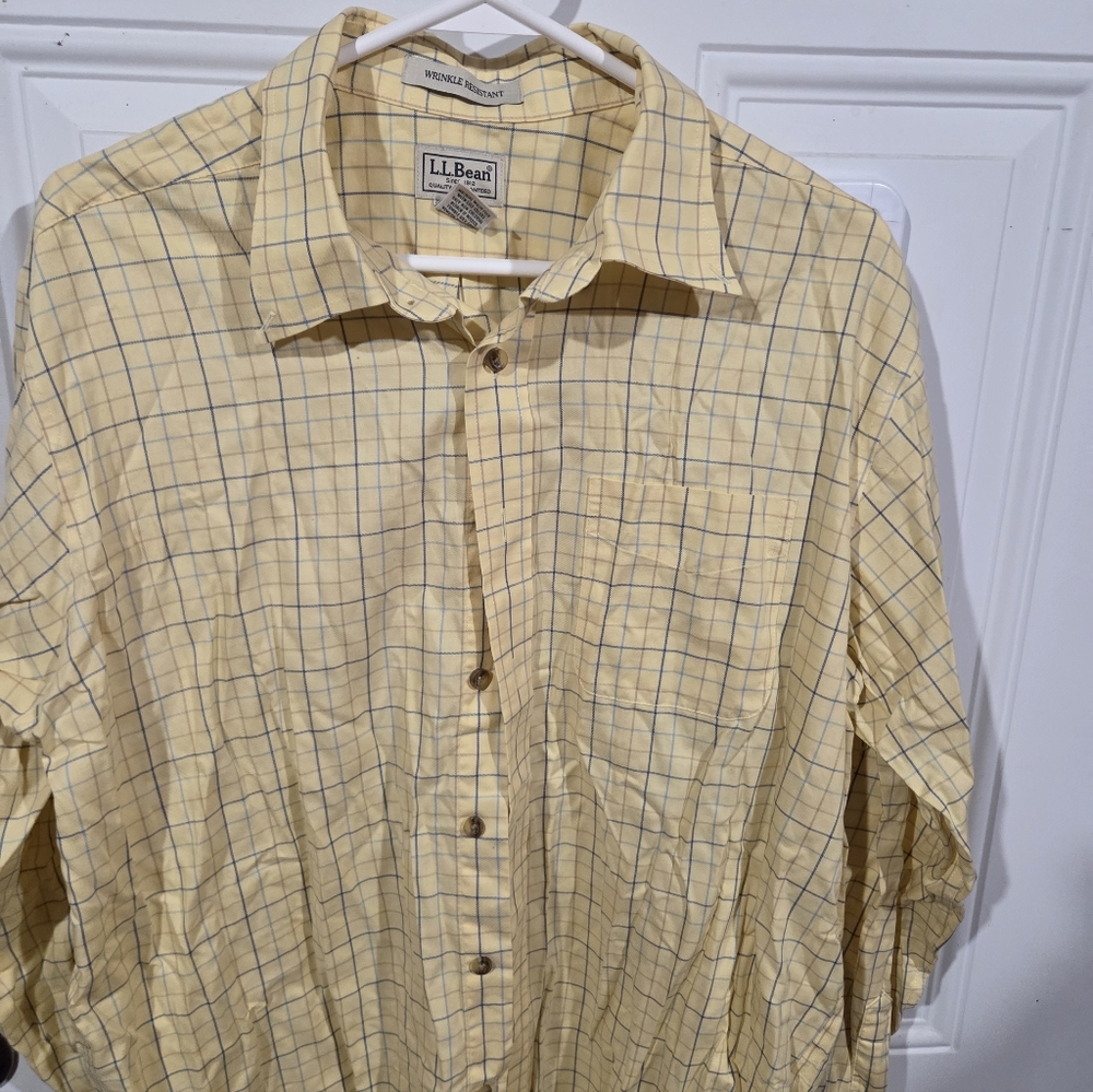 L.L. Bean Men's Yellow Plaid Button Down Shirt